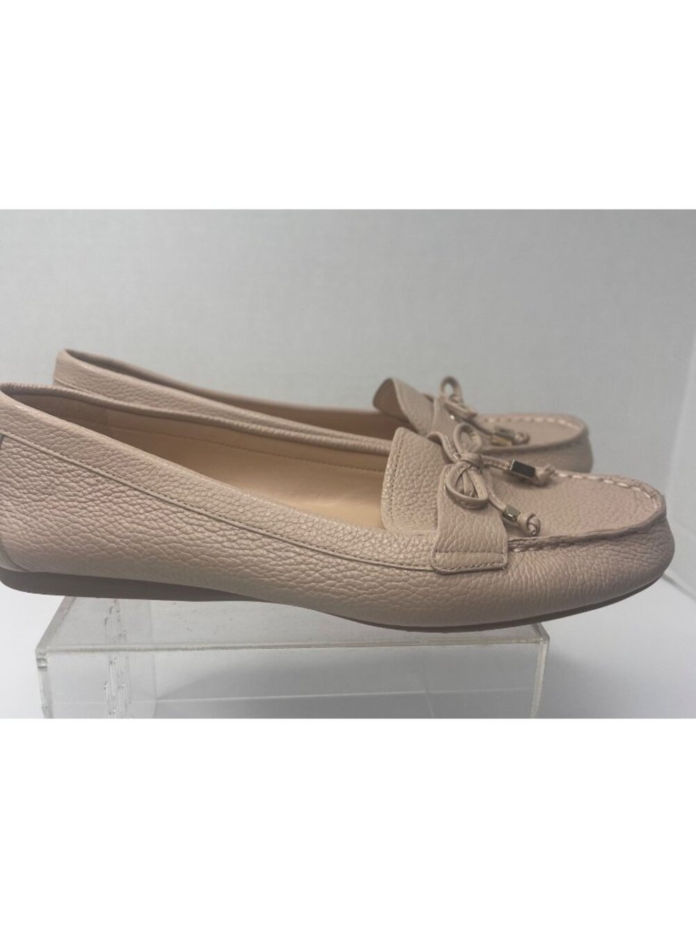 Kate Spade Cheshire Tie Pebbled Leather Loafer Moccasin Shoes Rose Size 8B Chic - Picture 3 of 9